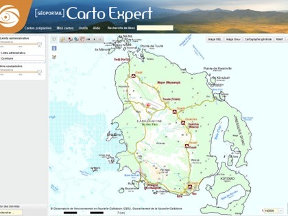 Limites administratives et aires coutumières Vous pourrez délimiter les aires coutumières et visualiser la localisation des différentes tribus comme ici à l'île des Pins