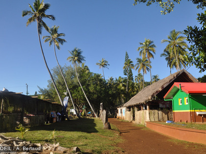 La fête de la baleine 2014 à l'île Ouen A l'île Ouen, les stands s'installent en face de la maison commune.